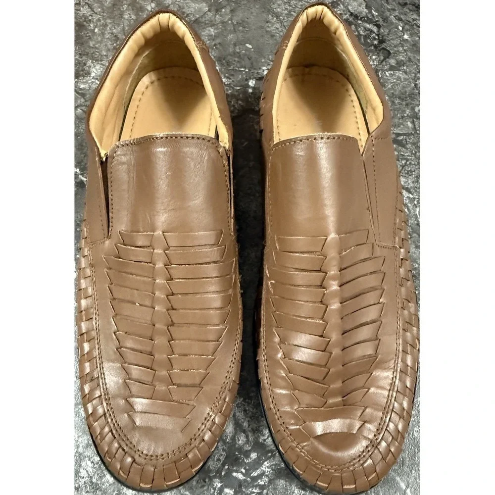 Irvine Park Men's Hurache Loafer‎ Leather Slip on Shoe Brown Sz 9.5 W NWOT